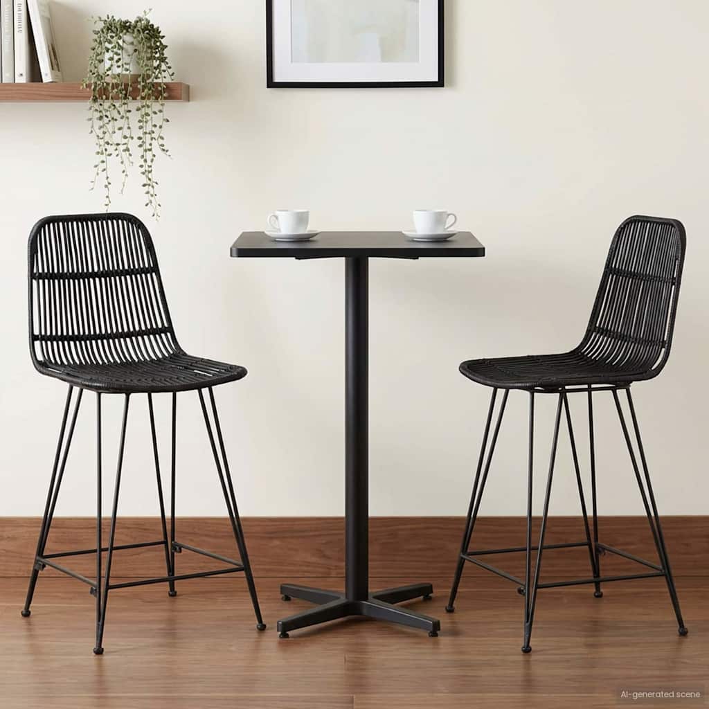 Sgabello da bar 2 pcs Nero 44 x 54 x 96 cm Rattan e acciaio | homemem39