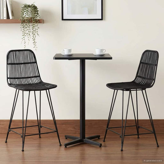 Sgabello da bar 2 pcs Nero 44 x 54 x 96 cm Rattan e acciaio | homemem39