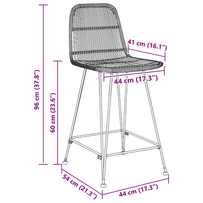 Sgabello da bar 2 pcs Nero 44 x 54 x 96 cm Rattan e acciaio | homemem39