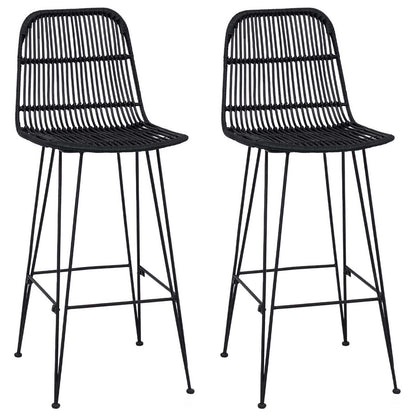 Sgabello da bar 2 pcs Nero 44 x 55 x 109 cm Rattan e acciaio | homemem39