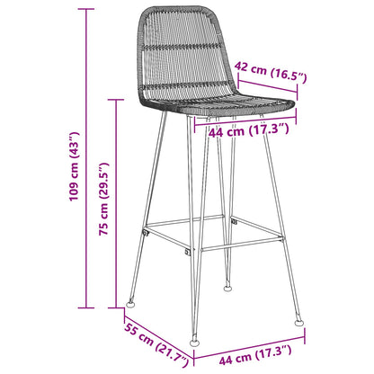 Sgabello da bar 2 pcs Nero 44 x 55 x 109 cm Rattan e acciaio | homemem39