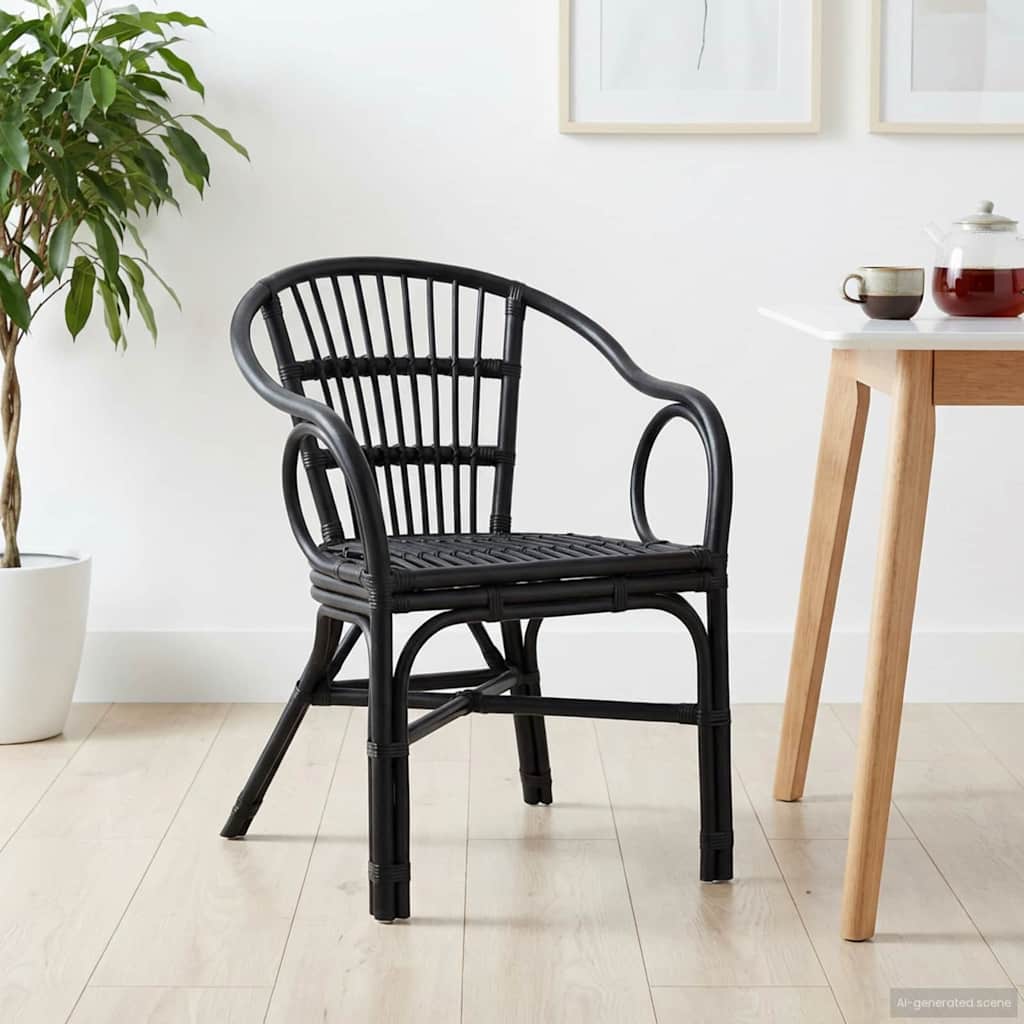 Sedia Impilabile Nero 58 x 60 x 81 cm Rattan