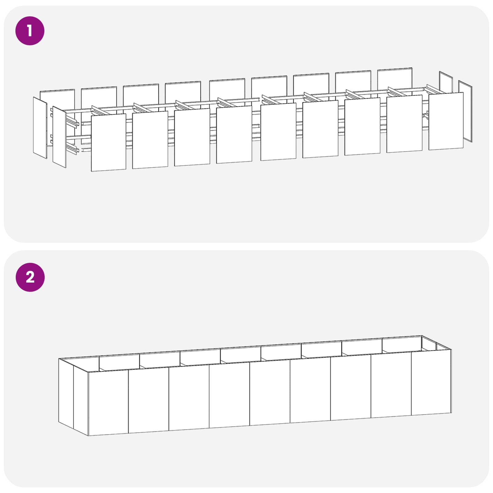 Vaso da giardino Argento 360 x 80 x 60 cm Acciaio zincato | homemem39