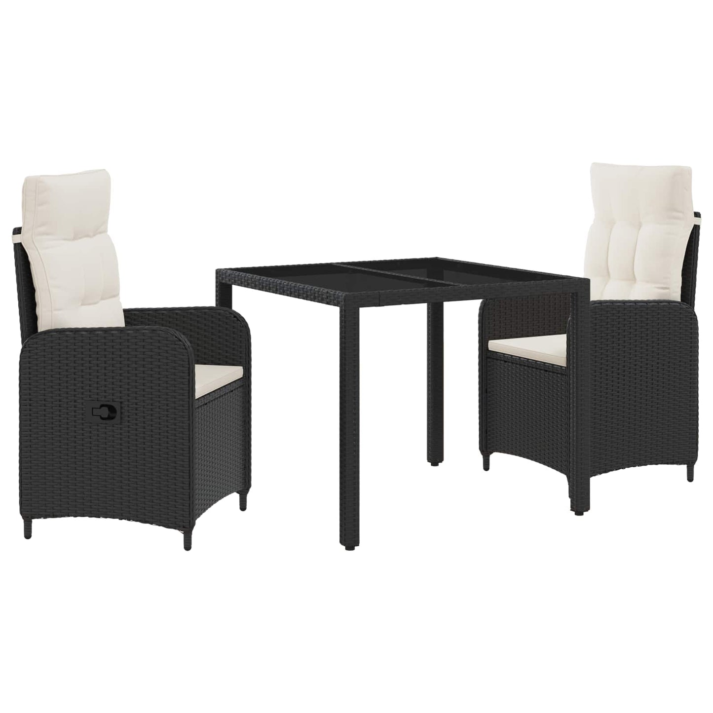 Set da pranzo per esterni 3 pcs Nero e Bianco Crema | homemem39