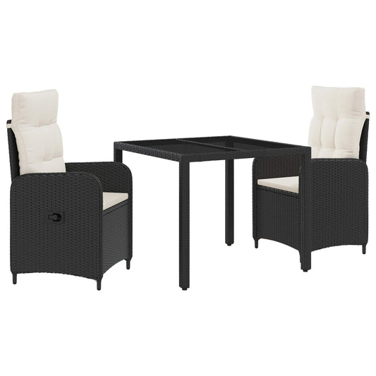 Set da pranzo per esterni 3 pcs Nero e Bianco Crema