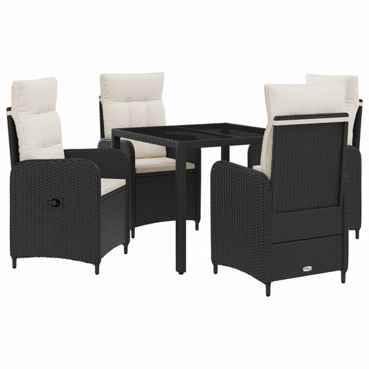 Set da pranzo per esterni 5 pcs Nero e Bianco Crema