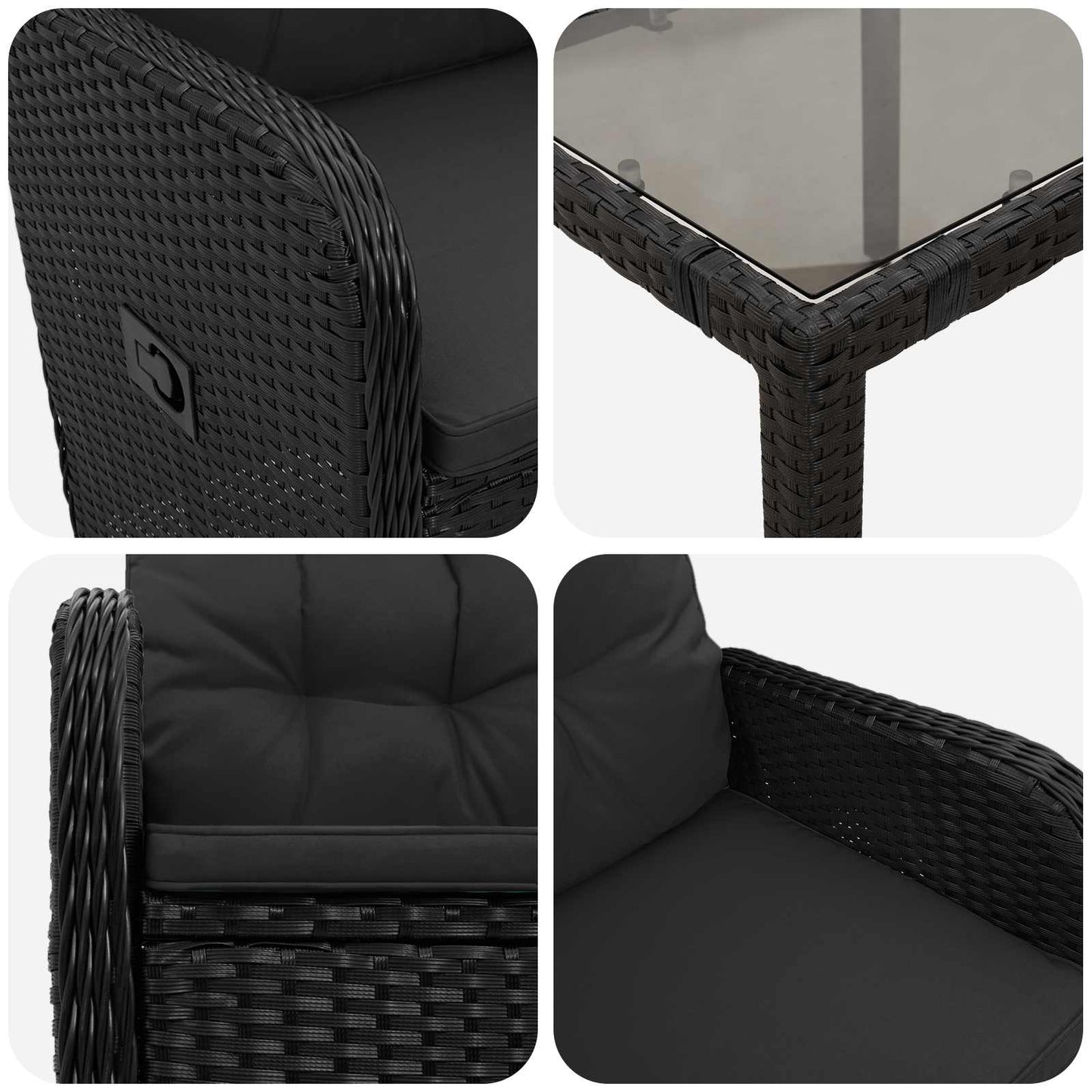Set da pranzo per esterni 5 pcs Nero 150 x 90 x 75 cm | homemem39