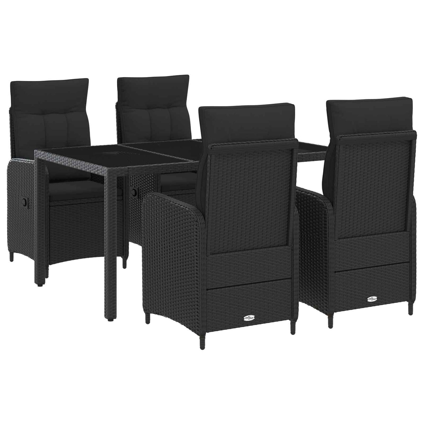 Set da pranzo per esterni 5 pcs Nero 150 x 90 x 75 cm | homemem39