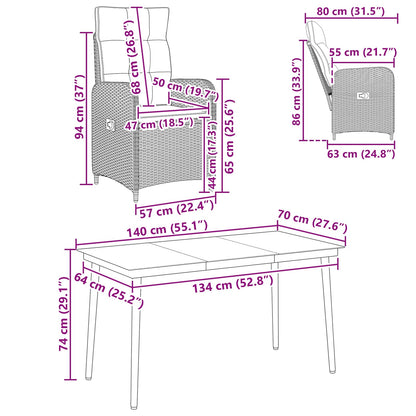 Set da pranzo per esterni 5 pcs Nero 150 x 90 x 75 cm | homemem39