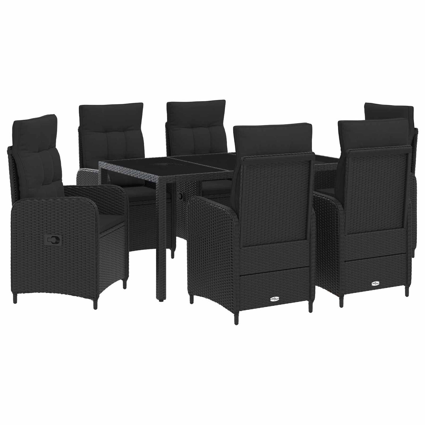 Set da pranzo per esterni 7 pcs Nero 150 x 90 x 75 cm