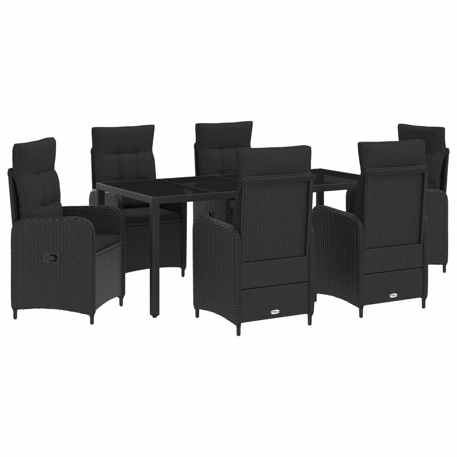 Set da pranzo per esterni 7 pcs Nero 190 x 90 x 75 cm | homemem39