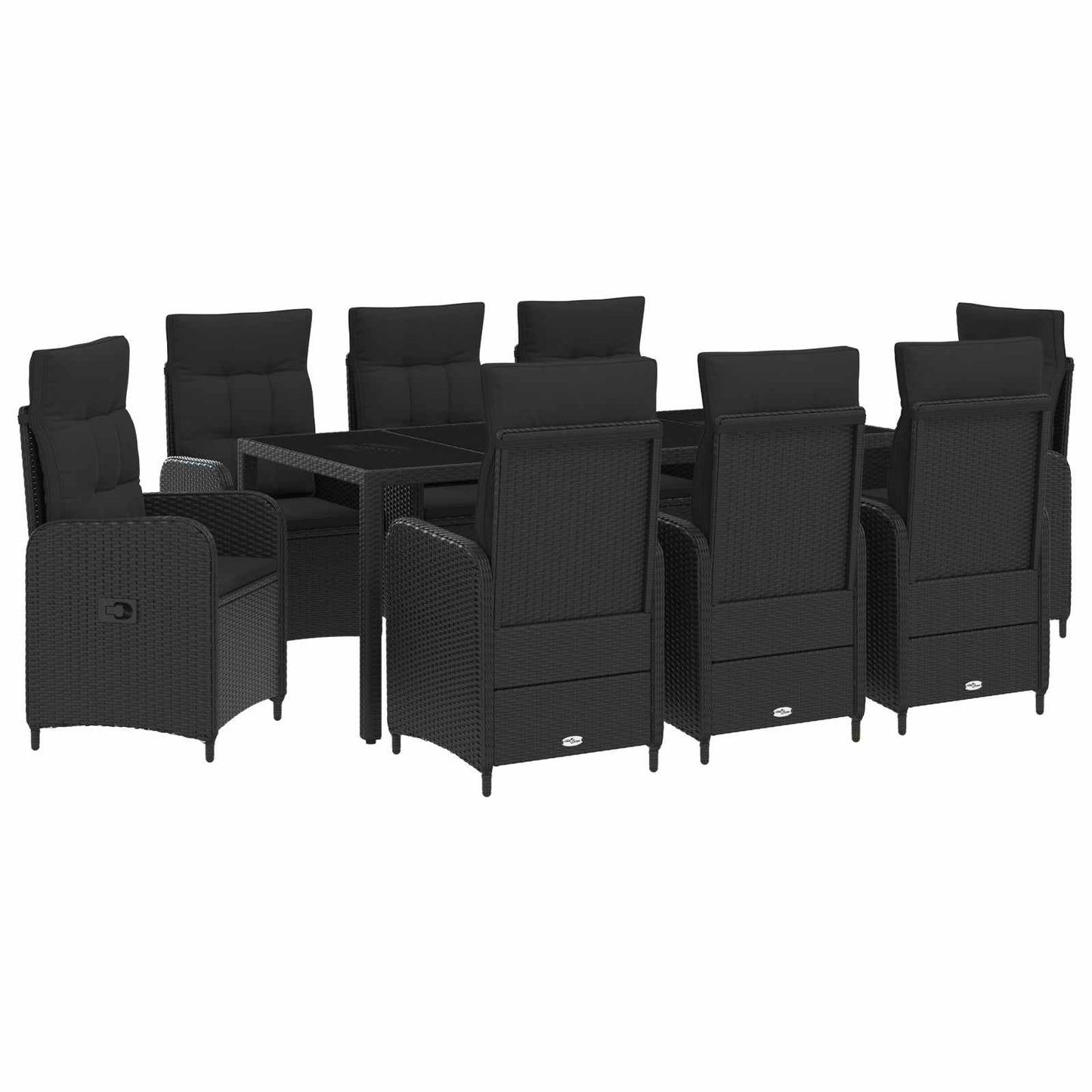 Set da pranzo per esterni 9 pcs Nero 190 x 90 x 75 cm | homemem39