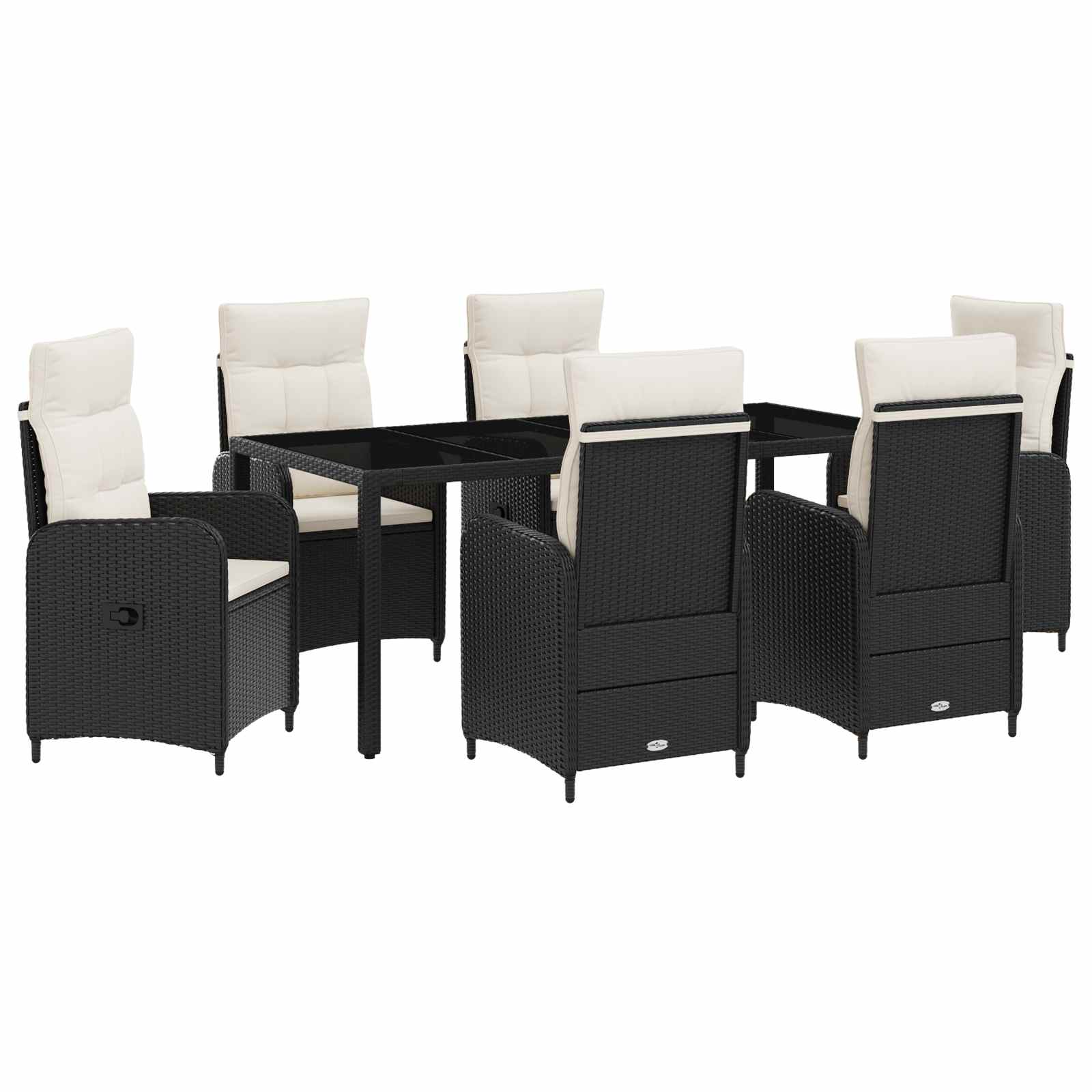 Set da pranzo per esterni 7 pcs Nero e Bianco Crema | homemem39