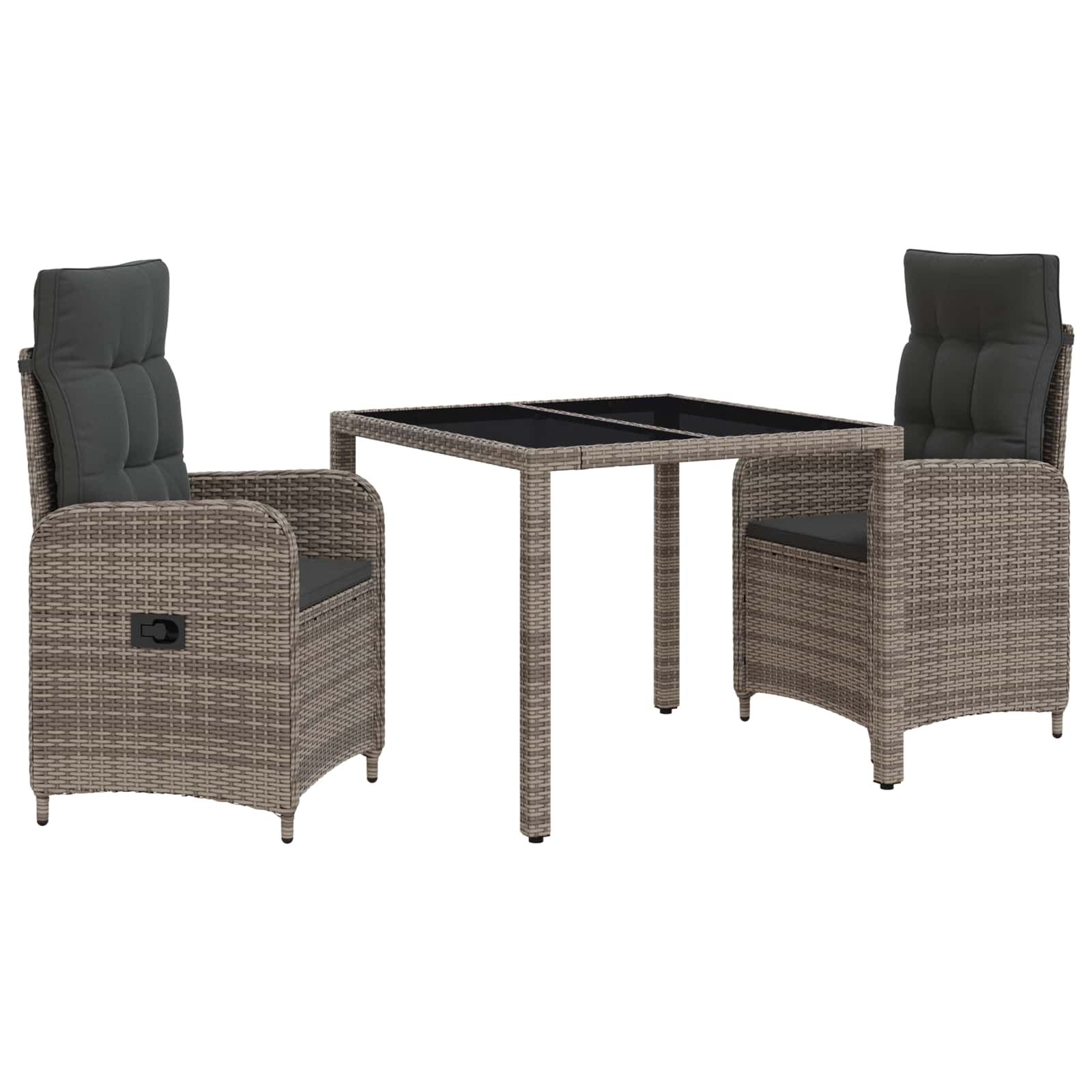 Set da pranzo per esterni 3 pcs Grigio chiaro e grigio scuro | homemem39