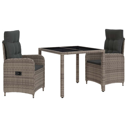 Set da pranzo per esterni 3 pcs Grigio chiaro e grigio scuro | homemem39