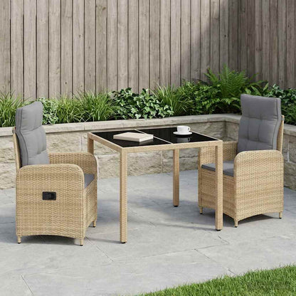 Set da pranzo per esterni 3 pz Beige e Grigio Chiaro polyrattan
