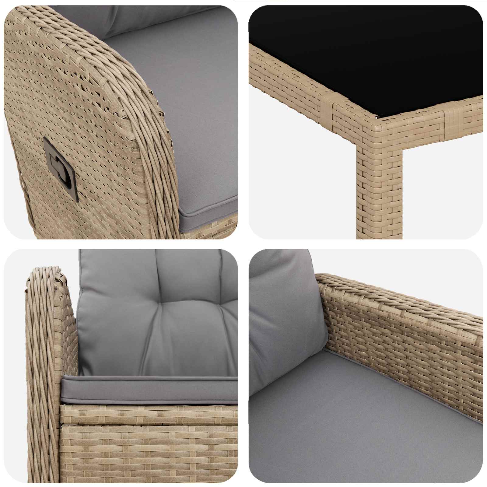 Set da pranzo per esterni 5 pcs Beige e Grigio Chiaro | homemem39