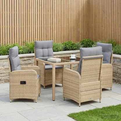 Set da pranzo per esterni 5 pz Beige e Grigio Chiaro polyrattan