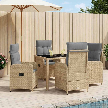 Set da pranzo per esterni 5 pz Beige e Grigio Chiaro polyrattan