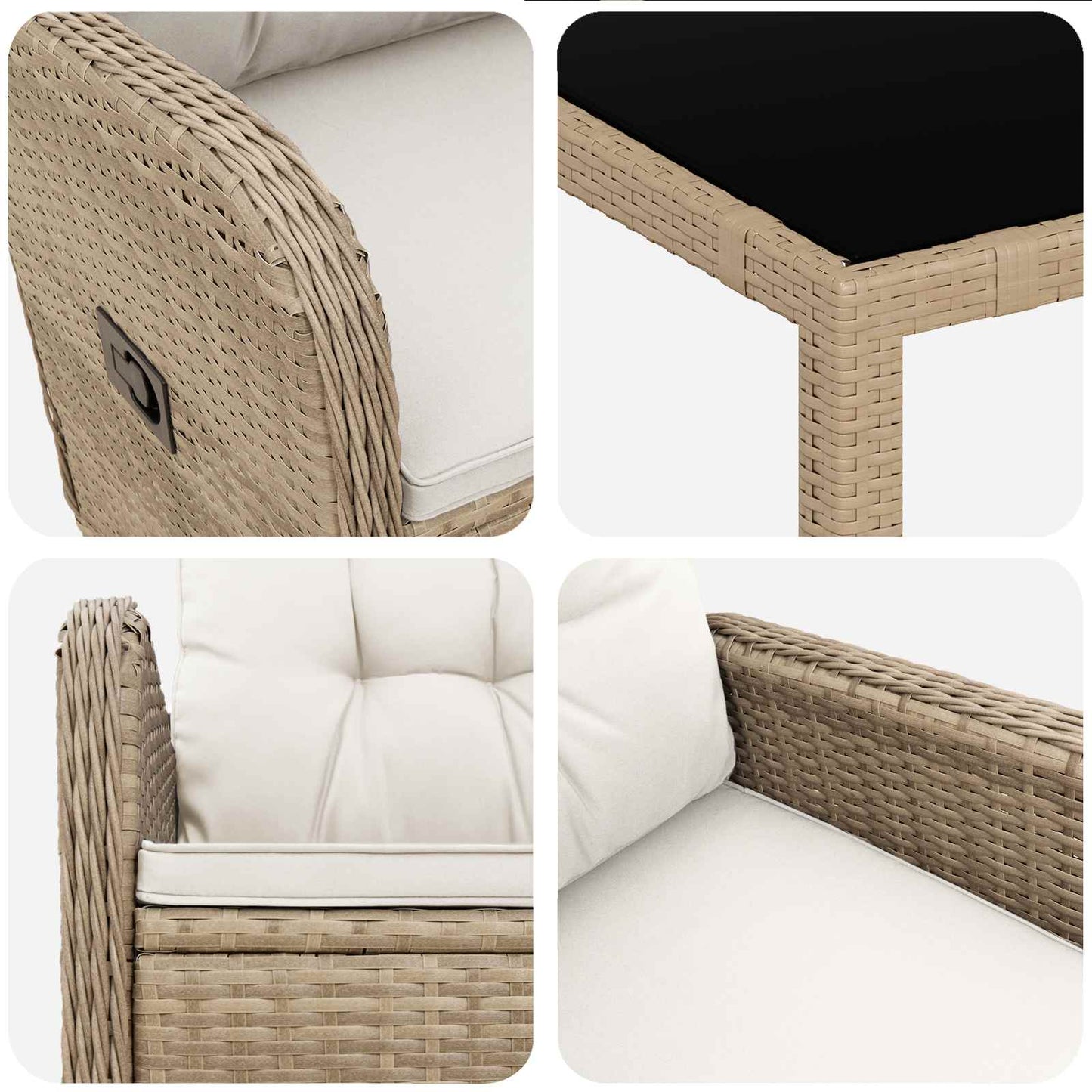 Set da pranzo per esterni 5 pcs Beige e Bianco Crema | homemem39