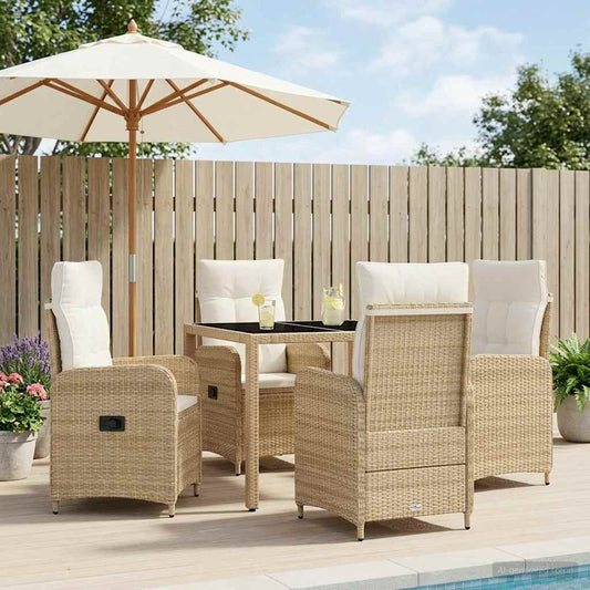 Set da pranzo per esterni 5 pcs Beige e Bianco Crema