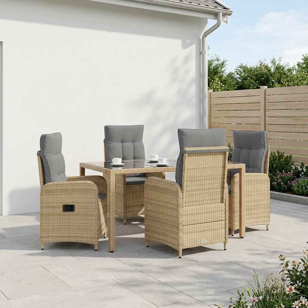 Set da pranzo per esterni 5 pz Beige e Grigio Chiaro polyrattan