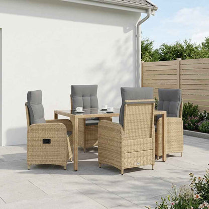 Set da pranzo per esterni 5 pz Beige e Grigio Chiaro polyrattan