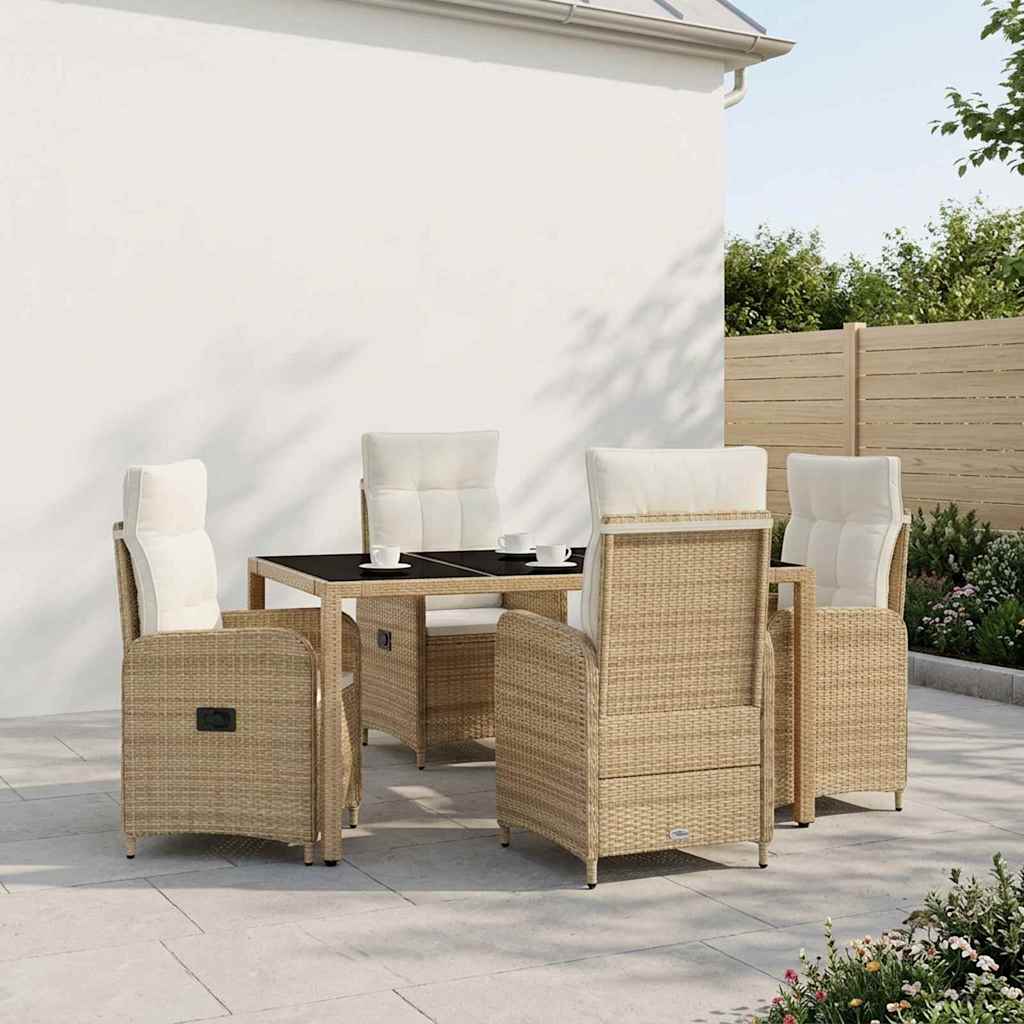 Set da pranzo per esterni 5 pz Beige e Bianco Crema polyrattan