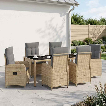 Set da pranzo per esterni 7 pz Beige e Grigio Chiaro polyrattan