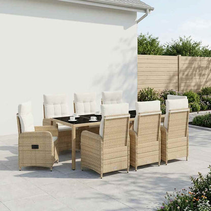 Set da pranzo per esterni 9 pz Beige e Bianco Crema polyrattan