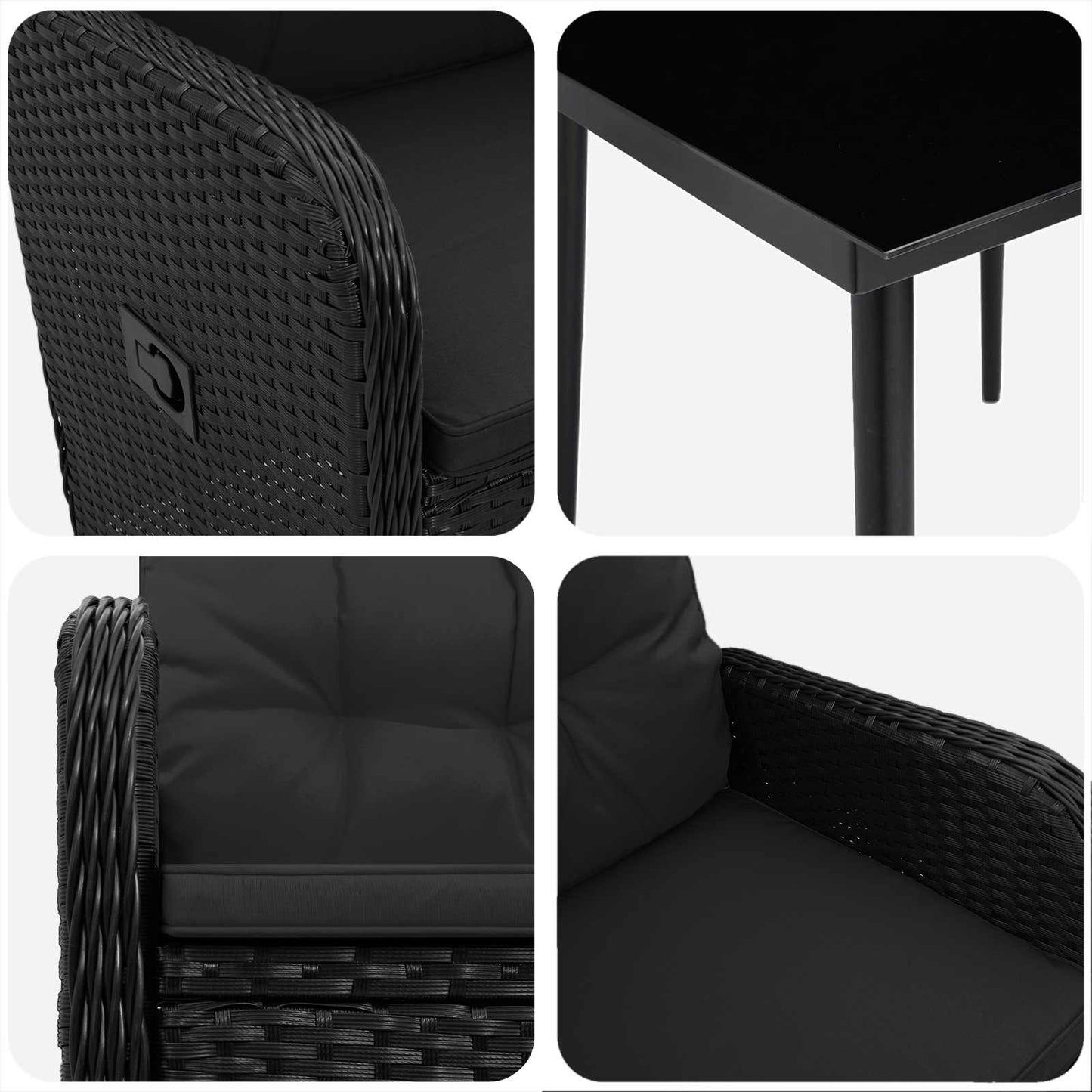 Set Tavolo da Salotto con cuscino con cuscino 3 pcs Nero | homemem39