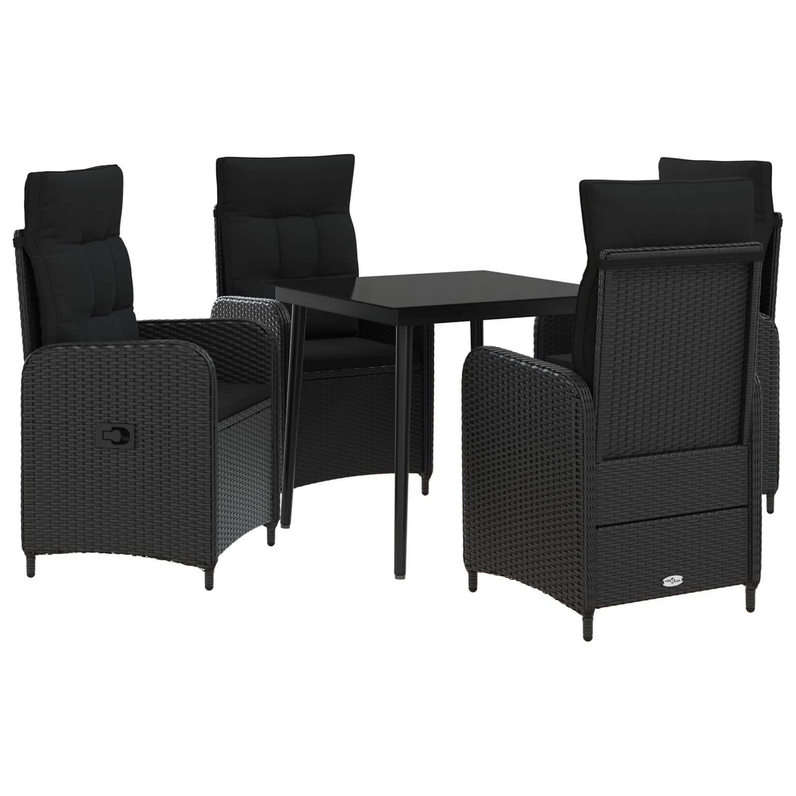 Set Tavolo da Salotto con cuscino con cuscino 5 pcs Nero | homemem39