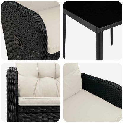 Set Tavolo da Salotto con cuscino 3 pcs Nero e Bianco Crema | homemem39