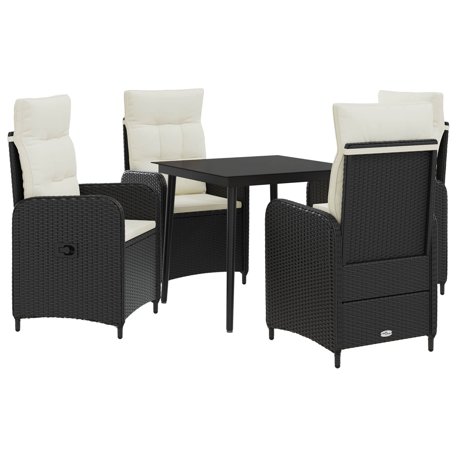 Set Tavolo da Salotto con cuscino 5 pcs Nero e Bianco Crema | homemem39