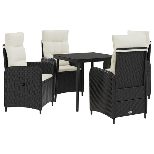 Set Tavolo da Salotto con cuscino 5 pcs Nero e Bianco Crema
