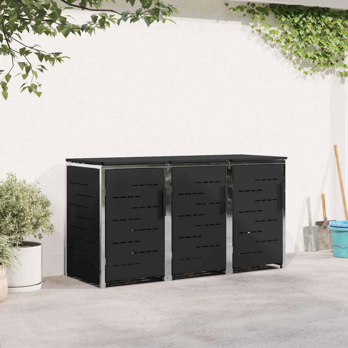 Stoccaggio contenitore a ruote Nero 207 x 77,5 x 112,5 cm | homemem39