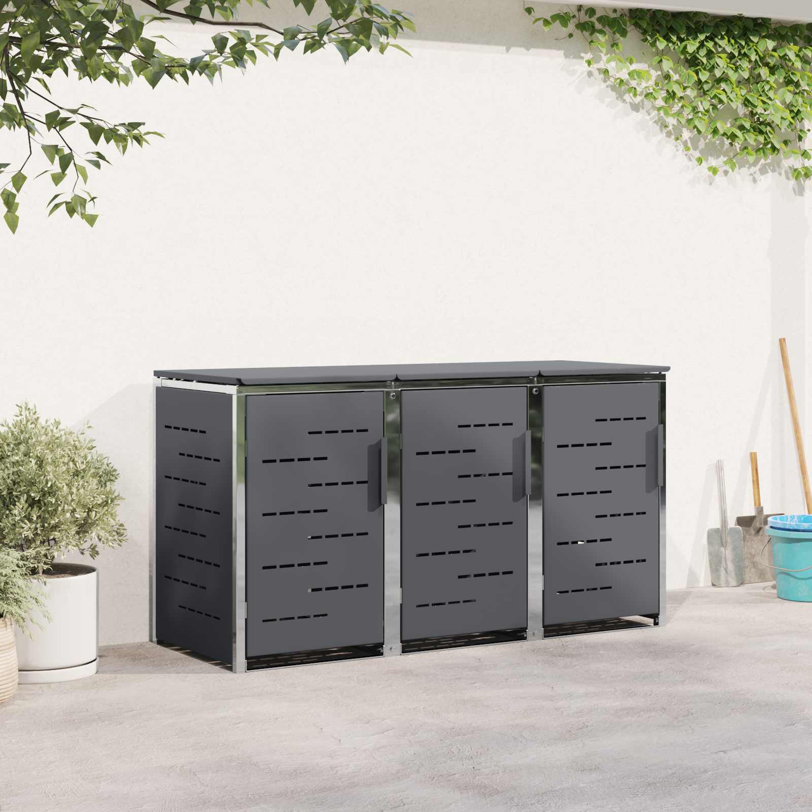 Stoccaggio contenitore a ruote Antracite 207 x 77,5 x 112,5 cm | homemem39