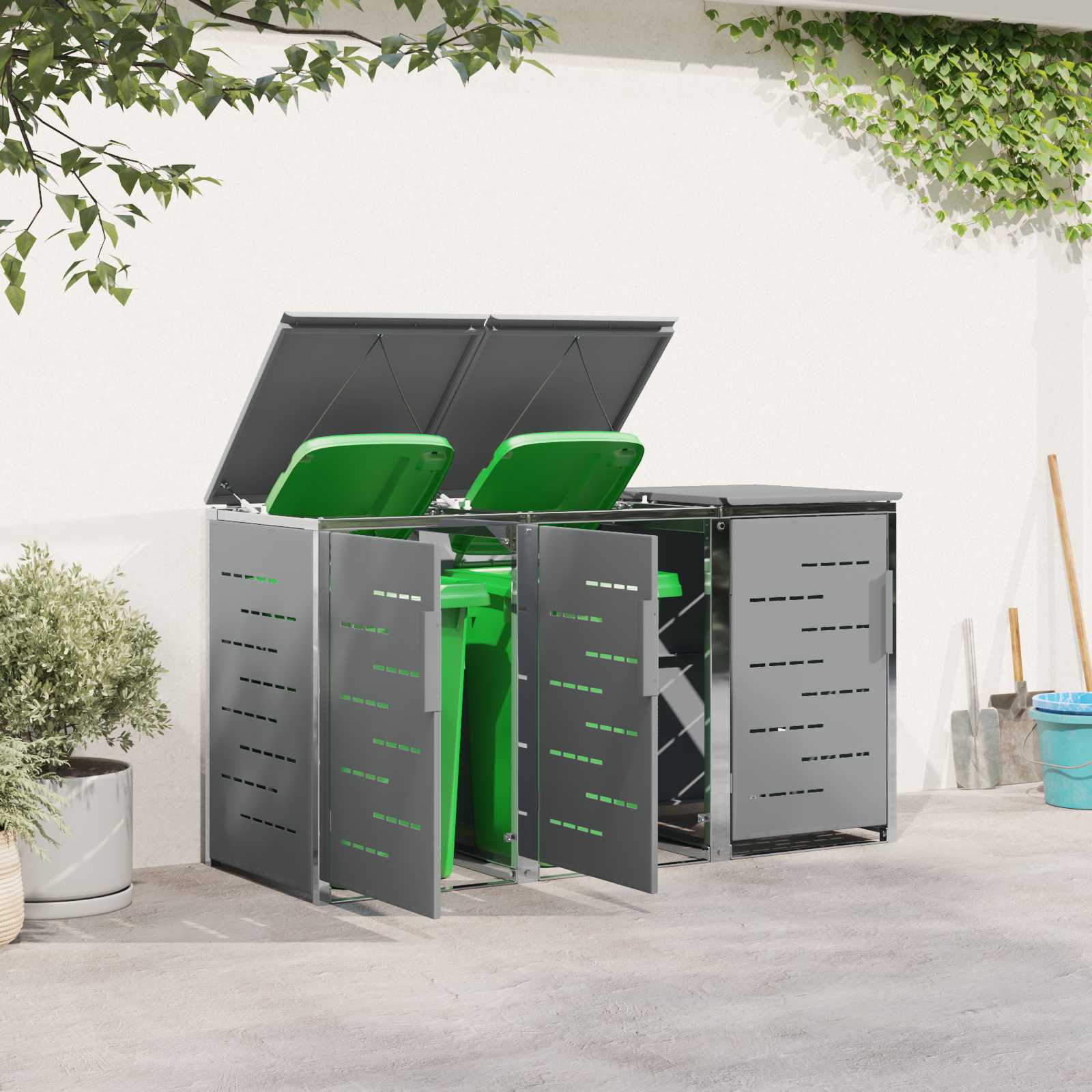 Stoccaggio contenitore a ruote Acciaio Inox Grigio | homemem39