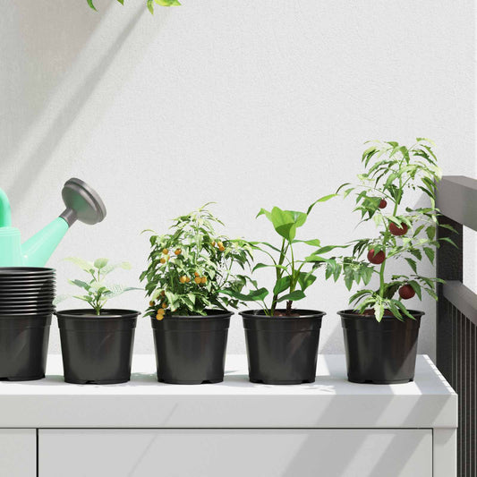 Vaso Rotondo per Fiori 100 pcs Nero Ø 10 x 8 cm Plastica | homemem39