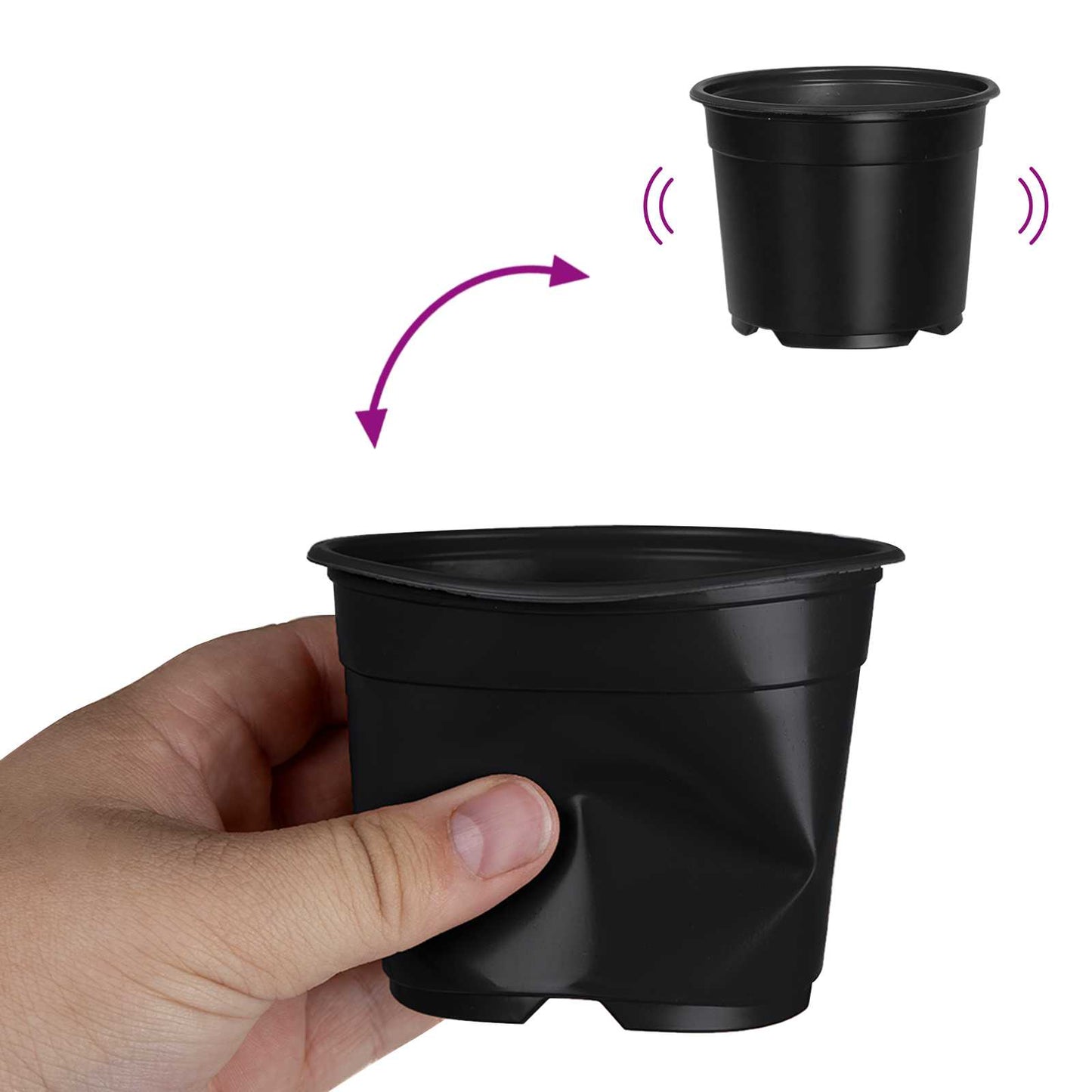 Vaso per Fiori 200 pcs Nero Ø 15 x 12.5 cm Plastica