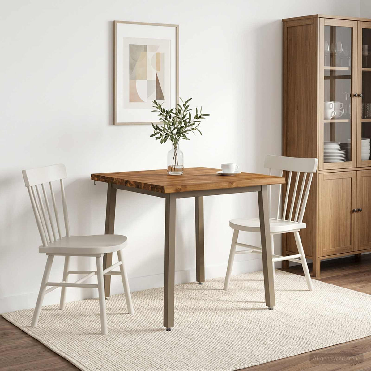 60 x 55 x 75 cm Legno di Acacia Massello Naturale e Caffè | homemem39