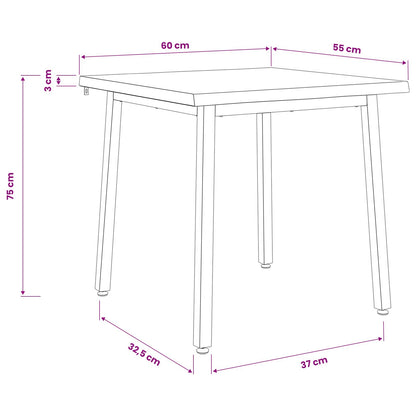 60 x 55 x 75 cm Legno di Acacia Massello Naturale e Caffè | homemem39