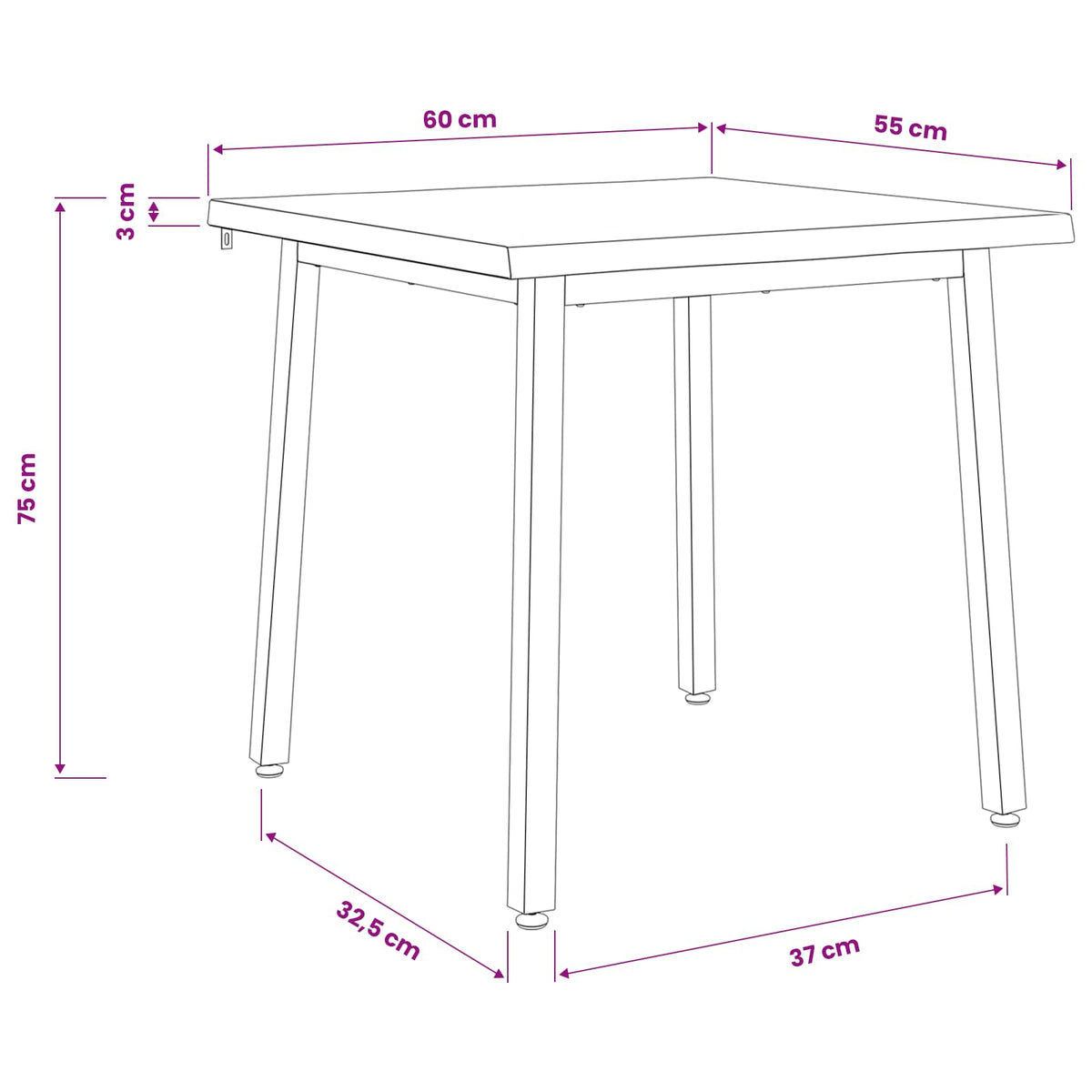 60 x 55 x 75 cm Legno di Acacia Massello Bianco e Nero | homemem39