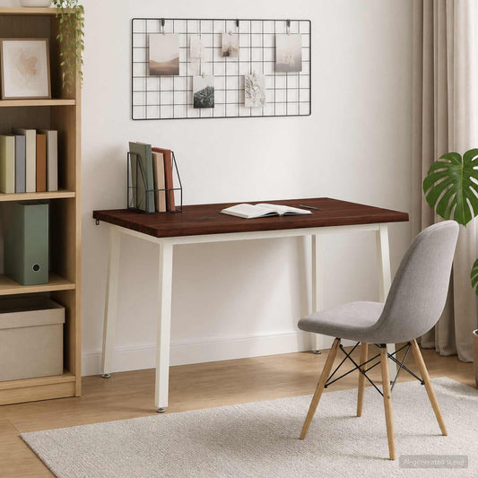 90 x 55 x 75 cm Legno di Acacia Massello Marrone scuro e Bianco