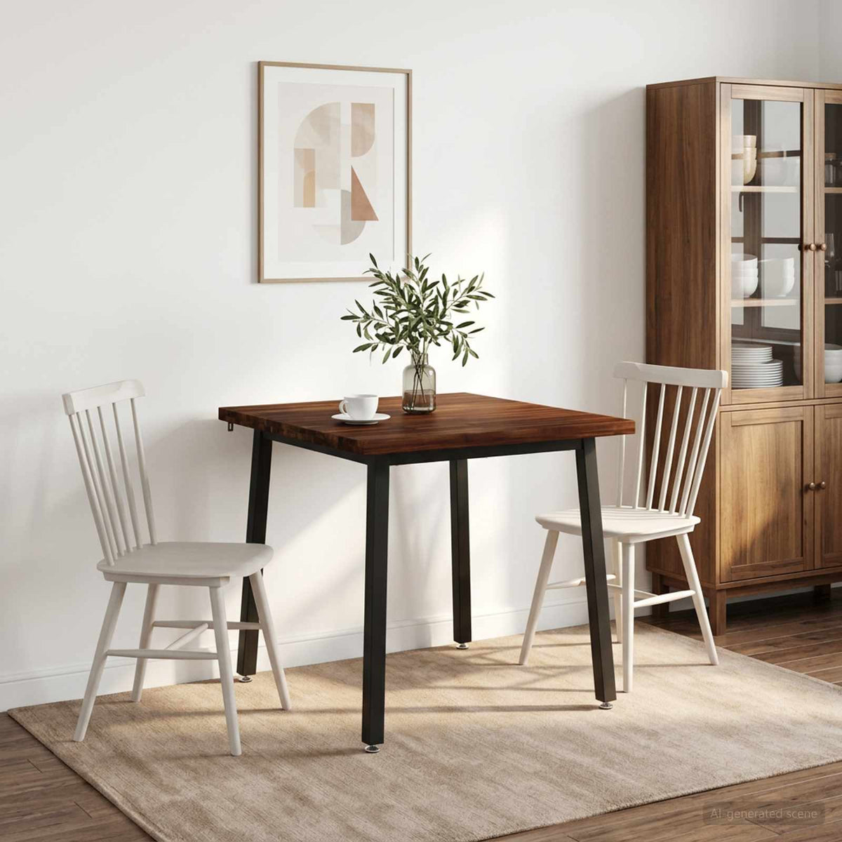 70 x 70 x 75 cm Legno di Acacia Massello Marrone scuro e Nero | homemem39