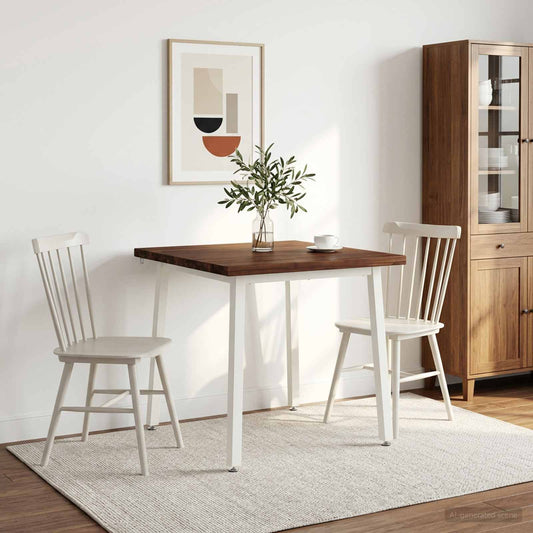 90 x 90 x 75 cm Legno di Acacia Massello Marrone scuro e Bianco | homemem39
