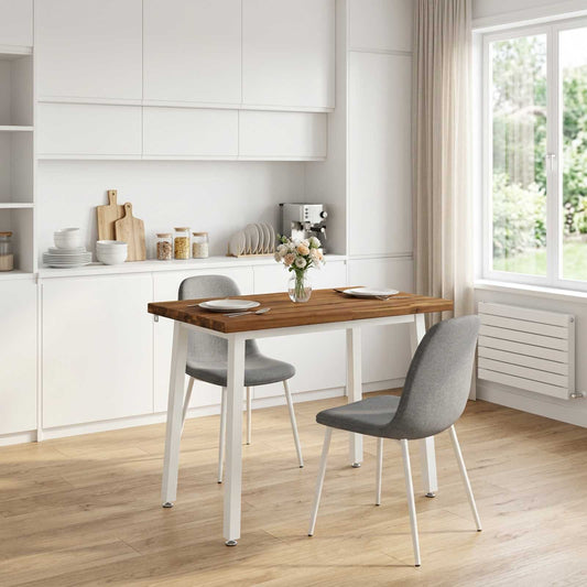 110 x 55 x 75 cm Legno di Acacia Massello Naturale e Bianco