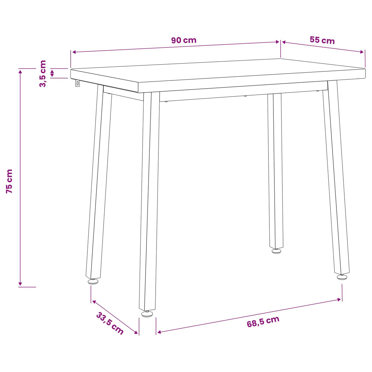 90 x 55 x 75 cm Legno di Acacia Massello Bianco e Nero