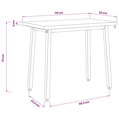 110 x 55 x 75 cm Legno di Acacia Massello Bianco e Nero