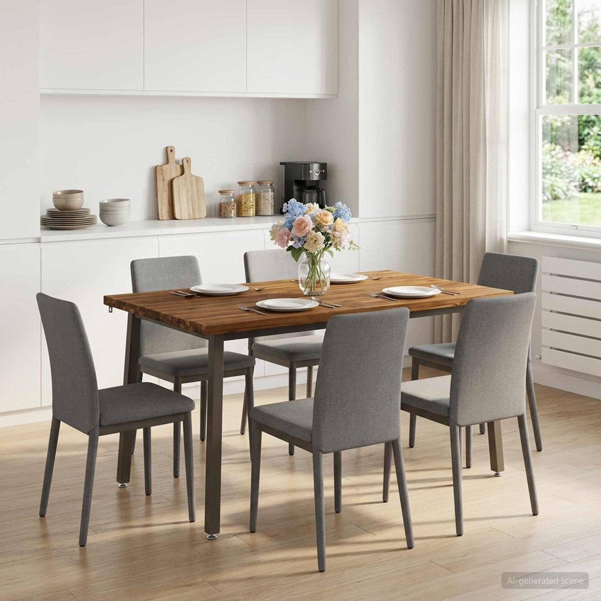 Tavolo da pranzo quadrato 140 x 90 x 75 cm Naturale
